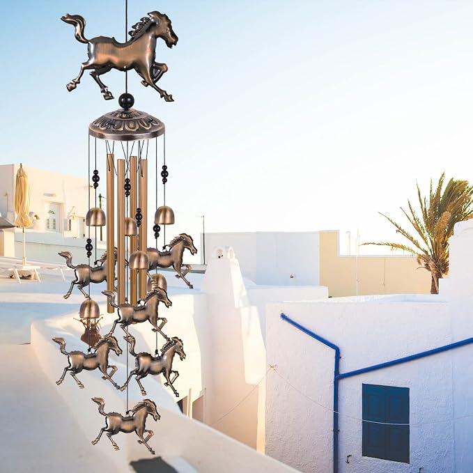 Solawindchime Horse Wind Chimes Outdoor, Horse Bronze Wind Chime, Horse Gift Wind Chimes, Horses Wind Bells, Gifts for Women, for Home, Garden, Indoor, Outdoor Decoration, Garden Horses Wind Chime