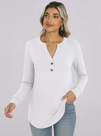 ANRABESS Women's Long Sleeve Shirts 2026 Spring Fashion Dressy Casual Tops Trendy Henley Blouses Cute Work Outfits Clothes