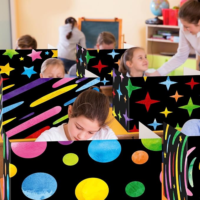 Affrolling 36 Pcs Inspirational Privacy Folders Bulk for Students Cardboard Privacy Boards Desk Divider Panel Waterproof Testing Divider for Classroom Back to School Study Supplies (Chalkboard)