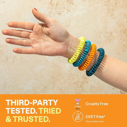 Cliganic 100 Pack Mosquito Repellent Bracelets for Adults & Kids - Natural DEET-Free Bands, Individually Wrapped