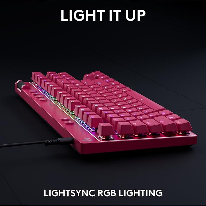 Logitech G PRO X TKL Rapid Gaming Keyboard (Hall-Effect) - Magenta | Hall-Effect Magnetic Analog Switches with Rapid Trigger, Lightsync RGB, Detachable USB-C Cable, Volume Roller & Media Buttons