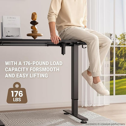 Veken Standing Desk, Black, 47.2×23.6 Inch | Height Adjustable Sit Stand Up Computer Tables for Home Office, Study , Writing, Suit students, employees and group work