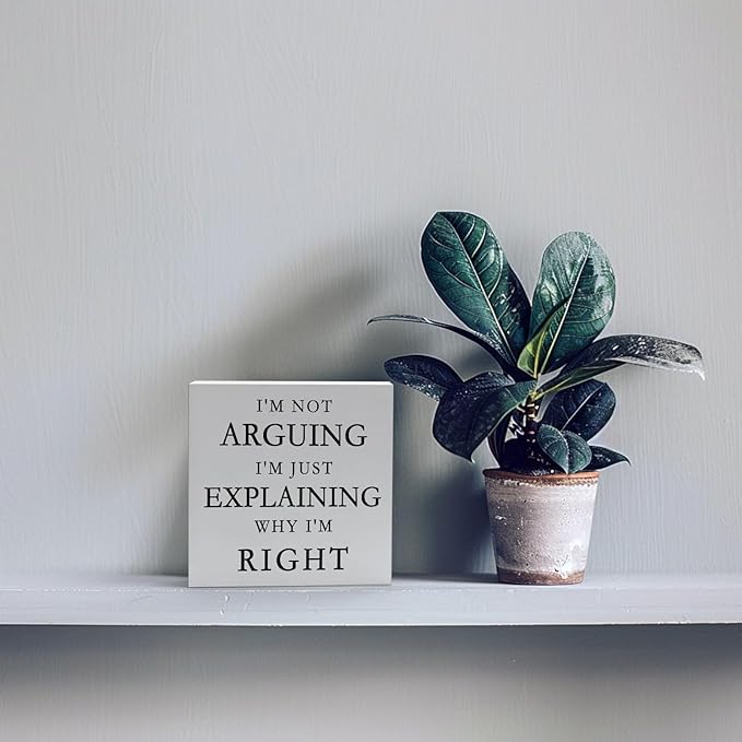 Funny Signs Office Decorations Funny Desk Decor Office Cubicle Decor I'm Not Arguing I'm Just Explaining Why I'm Right Wood Signs Home Decor Gifts Cool Office Decor Funny Office Gifts (5x5inch)
