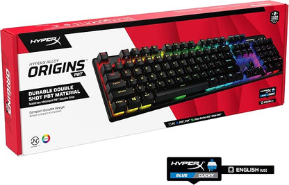 HyperX Alloy Origins PBT - Mechanical Gaming Keyboard, Keycaps, RGB Lighting, Compact, Aluminum Body, Adjustable Feet, Customizable with NGENUITY, Onboard Memory Clicky Switch, Black