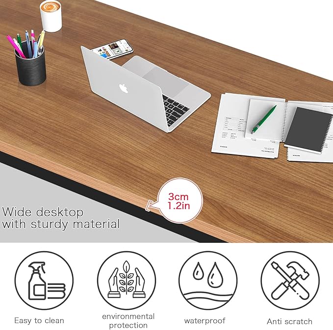 Large Table 24x55 inches Writing Computer Desk Modern Simple Study Desk Industrial Style Laptop Table for Home Office Brown Notebook Desk