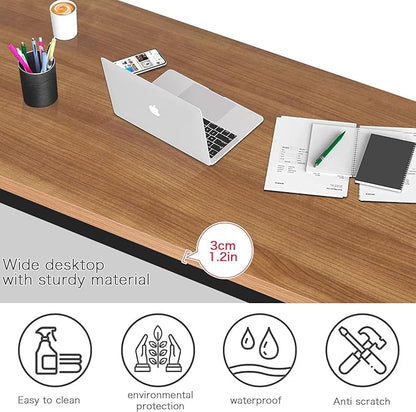 Large Table 24x55 inches Writing Computer Desk Modern Simple Study Desk Industrial Style Laptop Table for Home Office Brown Notebook Desk