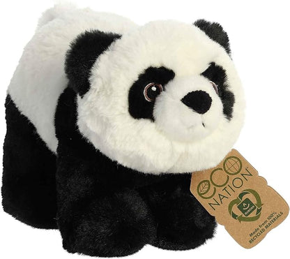 Aurora® Responsibly Made Eco Nation™ Panda Stuffed Animal - Ideal for Playtime Adventures - Perfect for Birthdays or Just Because - Black 9 Inches