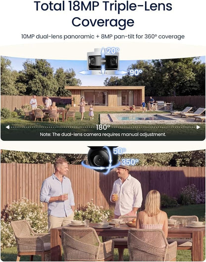 REOLINK OMVI 3i WiFi, 10MP+8MP 4K, Triple-Lens Outdoor Security Camera | 180° Panoramic + Pan-Tilt, SyncTrack&Auto Tracking, Dual-Band WiFi 6, Smart Detection, Local AI Video Search, No Monthly Fees