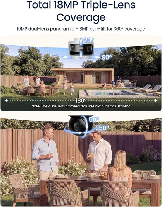 REOLINK OMVI 3i WiFi, 10MP+8MP 4K, Triple-Lens Outdoor Security Camera | 180° Panoramic + Pan-Tilt, SyncTrack&Auto Tracking, Dual-Band WiFi 6, Smart Detection, Local AI Video Search, No Monthly Fees