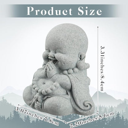 Landical Buddha Sandstone Statues, Zen Monk Praying Statue Sculptures Ornament for Wealth Good Luck Feng Shui Decor Home Office Car Decoration(Prayer Buddha)
