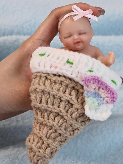 4inch Mini Platinum Silicone Reborn Baby Doll, Tiny Silicone Baby Dolls，Realistic Newborn Baby Dolls Full Body Stress Relief, Decoration, Gifts, Collectible