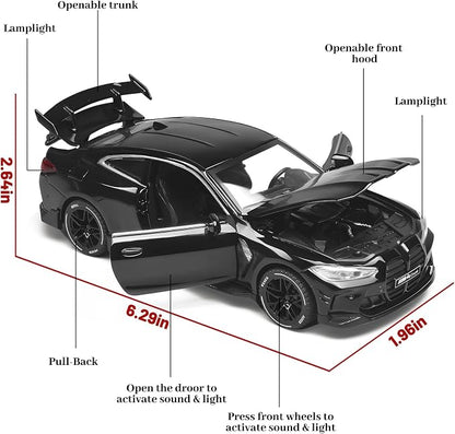 Toy Cars 1:32 Diecast Model Cars, with Light, Sound and Pull-Back Function, Zinc Alloy Car Models for Kids Who Love Automotive Mechanics & Collecting Exotic Sports Cars (Black)