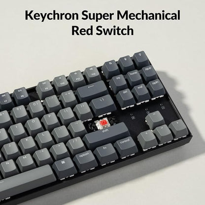 Keychron K8 Tenkeyless Wireless Mechanical Keyboard for Mac, White Backlight, Bluetooth, Multitasking, Type-C Wired Gaming Keyboard for Windows Red Switch