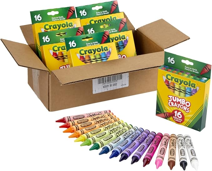 Crayola Jumbo Crayons Bulk, 6 Sets of 16 Large Crayons for Toddlers & Kids, School Supplies, Gifts [Amazon Exclusive]