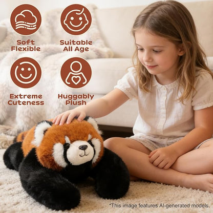 Red Panda Plush Stuffed Animal, 17 Inch | Weighted Arm, Huggable, Plush Pillow, Super Soft, Cute Stuffy, Room Decor, Birthday Graduation Gift for Kids, 0.93IB