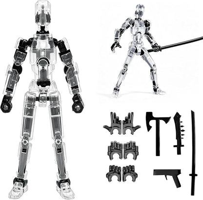 DANONI Titan13 Action Figure, Lucky Robot 13 Action Figures, 3D Printed Multi-Jointed Movable Action Figure, Dummy Robot 13 Figures Toy for Desktop Decorations Game Gifts (Transparency)