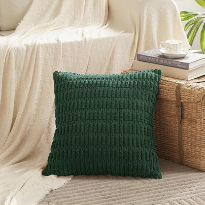 Fancy Homi 4 Packs Decorative Throw Pillow Covers for Living Room Couch Bed, Modern Farmhouse Boho Home Décor Accent Cushion Case, 16" x 16", Dark Green