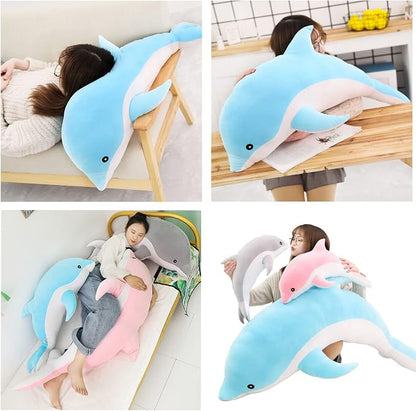 Somao Dolphin Stuffed Animals Plush Pillow Super Soft Sea Animal Plush Toys Dolls for Boys Girls Sleeping Cushion Gift (100cm/39.37in, Pink)