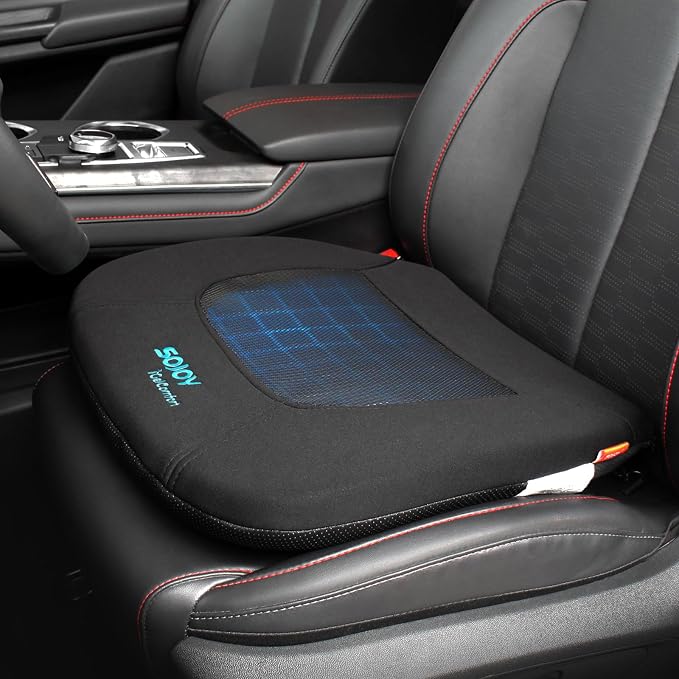 Sojoy iGelComfort Gel Car Seat Cushion for Long Time Sitting Portable Bleacher Stadium Seat Cushion with Strap Memory Foam Cushion for Office,Car,Stadium