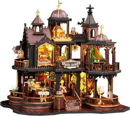 Spilay DIY Miniature House Kit for Adults, Miniature Dollhouse Kit | With Music Box & Dust Cover, Wooden Craft Building Set for Bookshelf Decor, Home Display & Creative Gifts for DIY Lovers