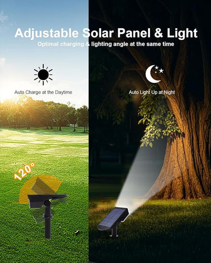 2 Pack Solar Spot Lights Outdoor Waterproof, 20 LEDs Bright Landscape Spotlights Dusk to Dawn, Cool White Adjustable Uplights for Yard Tree House Garden Wall Pathway, IP65