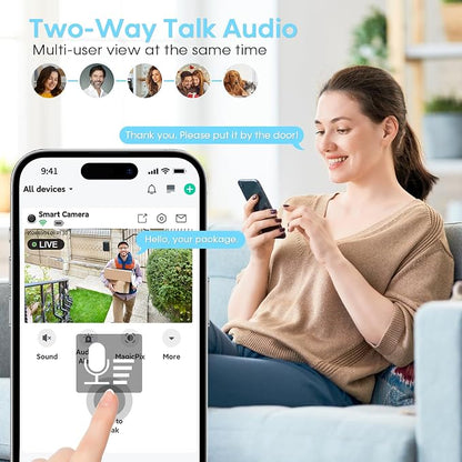 AMTIFO Security Cameras Wireless Outdoor Magnetic - 4-Pack Install-Free Indoor Smart 2K WiFi - Long Battery Life Powered Wireless Security Camera with AI Motion Detection