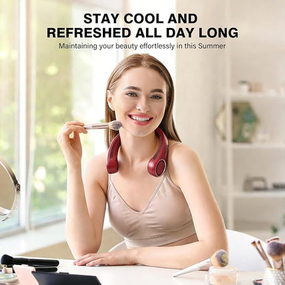 Morelax Neck Fan, USB Rechargeable Personal Fan,Hand Free Bladeless Portable Fans,4000 mAh, 3 Speeds,72 Air Faster softer 360° Cooling, Gift Suitable for Home, Office, Travel, Sports Red