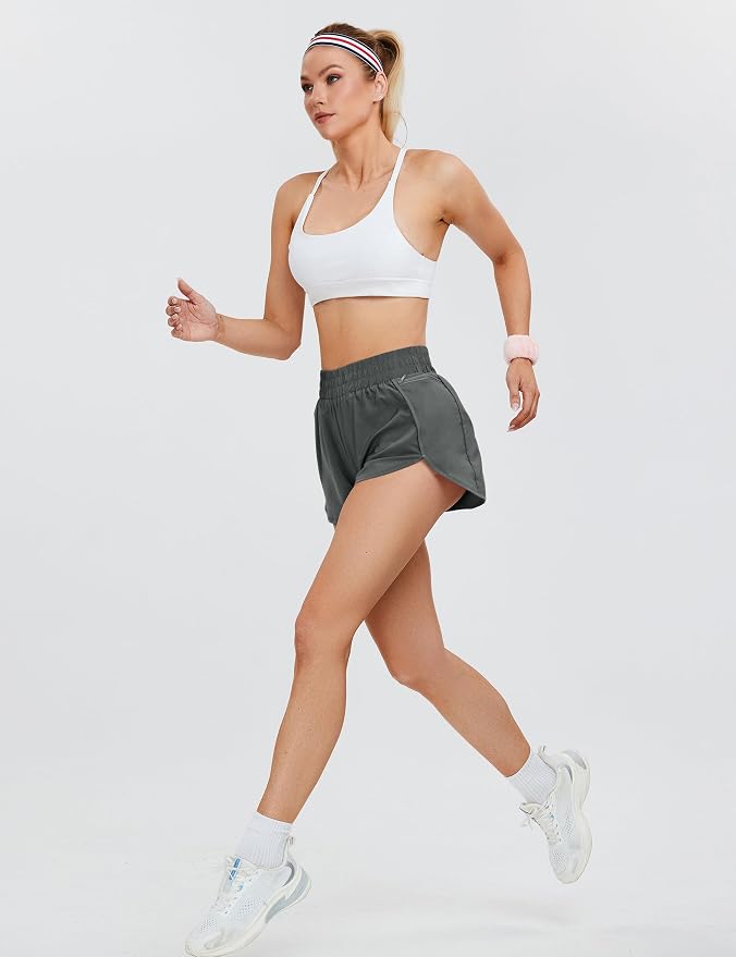 Blooming Jelly Women's Quick-Dry Running Shorts Workout Sport Layer Active Shorts with Pockets 1.75"