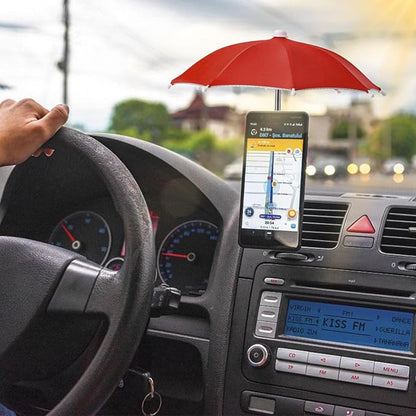 Phone Umbrella Stand, Sun Shade Mini Umbrella for Cell Phone with Adjustable Fist Style Suction Cup, Universal Anti-Glare Sun Visor for Outdoor