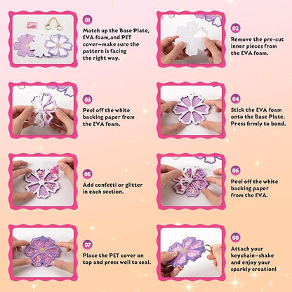 Shake-its Glitter Craft Kits, DIY Art Kit for Kids - Fun Shake Art Supplies, Creative Arts and Crafts Activity Gifts for Girls & Boys Ages 4 5 6 7 8 9 (Flowers & Butterflies)