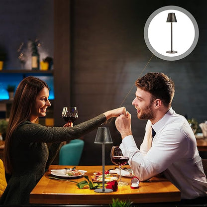 2 Pack LED CordlessTable Lamp,4000mAh Rechargeable Battery Desk lamp,3 Level Brightness Night Light, Metal Shell,Simple Design, for Couple Dinner/Coffee Table/Restaurant/Bedroom(Vintage Copper 2pack)