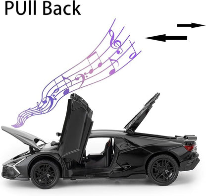 BDTCTK 1/32 Comapatible for Lamborghini ‌Aventador LP700-4 Model Car, Zinc Alloy Diecast Pull Back Toy Cars with Sounds and Lights Vehicles for Kids Boy Girl Gift (Black)