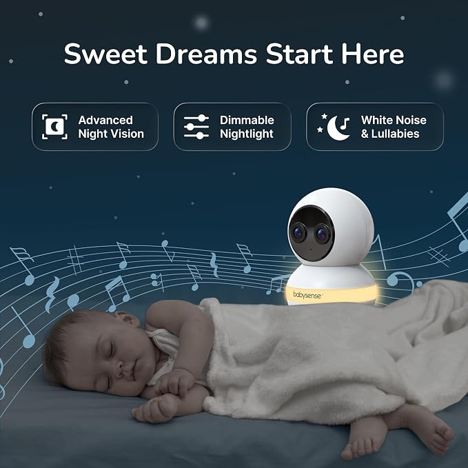 Babysense Touch Add-On Camera Unit – 4MP Dual-Lens (Wide & Telephoto), 6X Hybrid Zoom, AI Auto Tracking & Focus Area, Night Vision, Compatible w Touch Parent Unit/App (Monitor Not Included)