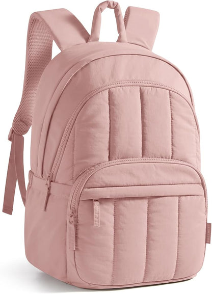 BAGSMART College Laptop Backpack,Cute Travel Backpack for Women,Quilted Computer Bookbag