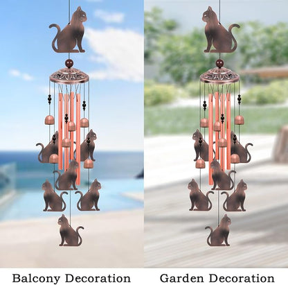 Outdoor Cat Wind Chimes, Gifts for Mom & Grandma & Family, Music Wind Catcher, Mobile Wind Bells, Memorial WindChimes, Blessing Windchime for Garden/Home/Balcony/Lawn/Yard/Indoor/Outside Decoration