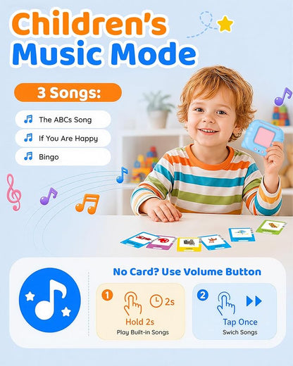 Aullsaty Talking Flash Cards for Toddlers Ages 1-3, 224 Words Montessori Speech Therapy Toys, Autism Sensory Toy, Educational Learning Speech Therapy Birthday Gifts for Boys Girls (Blue)