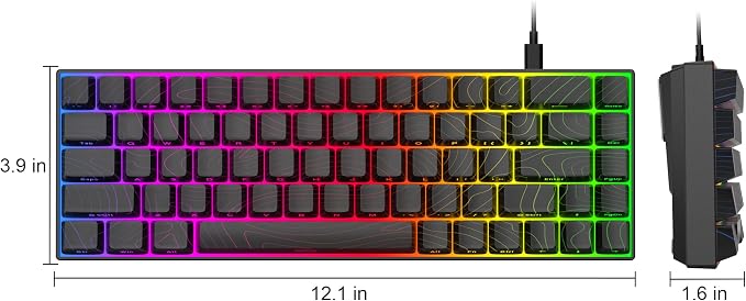 MageGee Portable 60% Mechanical Gaming Keyboard, RGB Backlit Compact 68 Keys Mini Wired Office Keyboard with Red Switches for Laptop PC Mac - Black Contour Lines