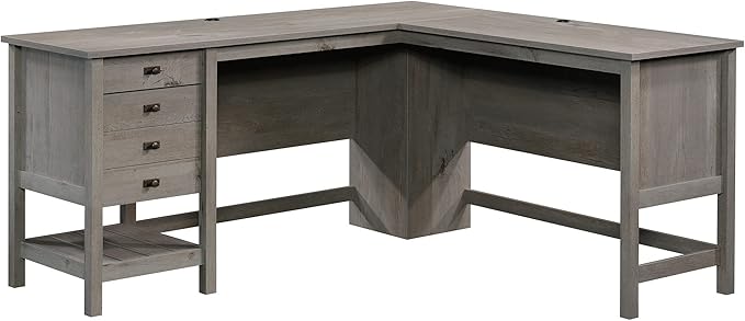 Sauder Cottage Road L-Desk, L: 65.12" x W: 58.66" x H: 29.76", Mystic Oak finish