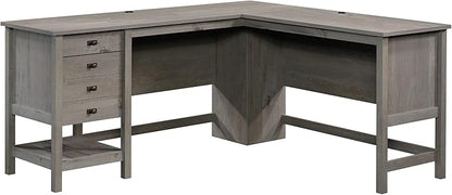 Sauder Cottage Road L-Desk, L: 65.12" x W: 58.66" x H: 29.76", Mystic Oak finish