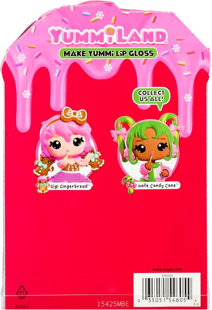 Yummiland x Holiday Lip Gloss Doll - Halle Candy Cane Includes DIY Lip Gloss + Keychain, Cosmetic Play, Seasonal Holiday Collectible, Gift, Ages 4+