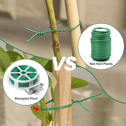 Decoroca Soft Plant Ties for Support - 65.6' Reusable Waterproof Plant Wire, Garden Twist, Office Organization and Decoration Binding（3pcs/Green）