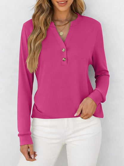 ANRABESS Women's Long Sleeve Shirts 2026 Spring Fashion Dressy Casual Tops Trendy Henley Blouses Cute Work Outfits Clothes
