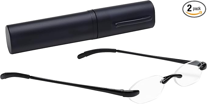 Select-A-Vision Flexi Lights Rimless Round Unisex Readers, Black, +2.50