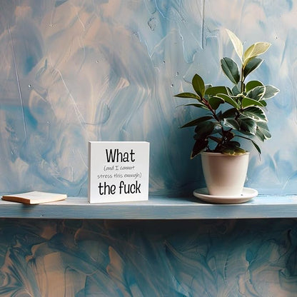 Funny Desk Decor Office Decorations for Work Funny Office Decor What and I Cannot Stress This Enough the Fuck Cool Office Decor Wooden Signs for Home Decor Office Desk Decor Funny Signs (5x5inch)