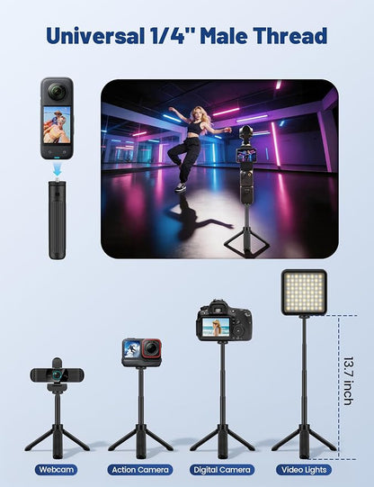 Pro UHD 4K/30fps Webcam with Tripod, External USB Camera for PC/Laptop | Dual noise-cancelling mics | Auto-focus | Wide-angle | Low-light correction | 360° rotation | CMOS sensor | Plug and Play