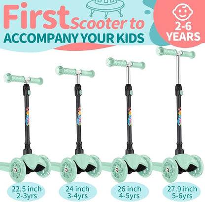 BELEEV A1 Scooter for Kids Ages 2-6, 3 Wheel Kick Scooter for Toddlers Girls Boys, Light up Wheels, Adjustable Height, Lean to Steer, Non-Slip Deck, Lightweight Push Scooter for Children