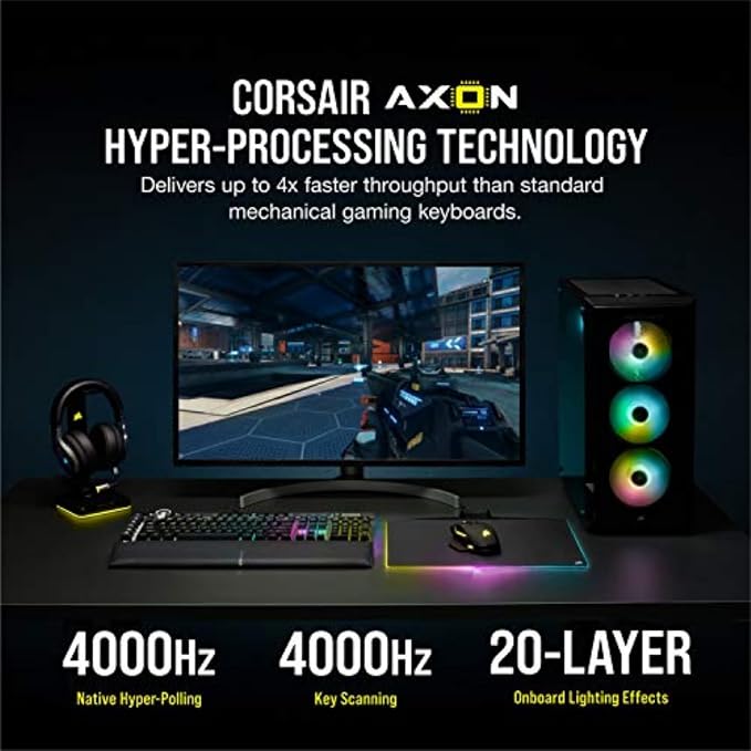 Corsair K100 RGB Mechanical Gaming Keyboard - Cherry MX Speed RGB Silver Keyswitches - PBT Double-Shot Keycaps - Elgato Stream Deck and iCUE Compatible - QWERTY NA Layout - Black