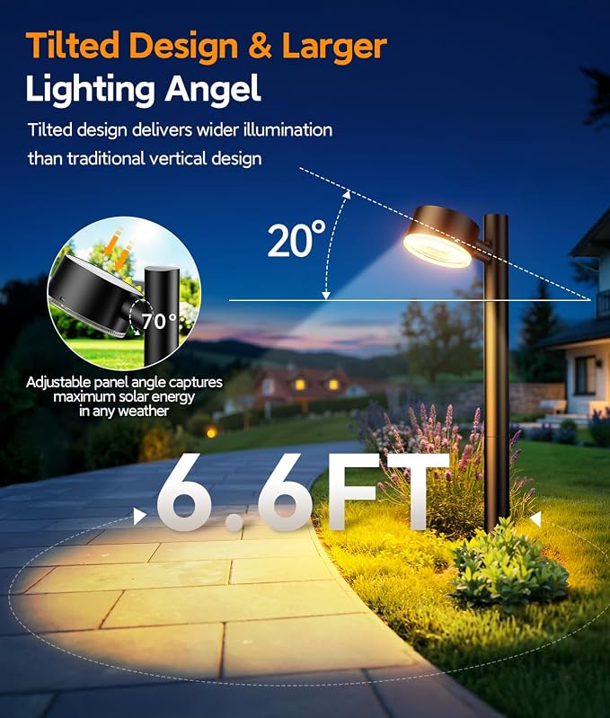 ELECLINK 8 Pack Solar Pathway Lights Outdoor, Adjustable Solar Powered Garden Lights with Bigger LED Lens, Auto On/Off Outdoor Waterproof Solar Lights for Yard Patio Lawn Sidewalk Walkway Driveway