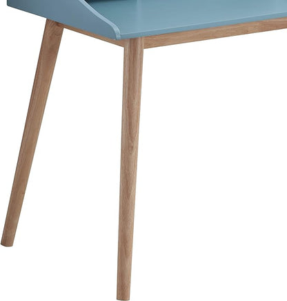 Roundhill Furniture Roskilde Storage Wood Office Desk, Blue