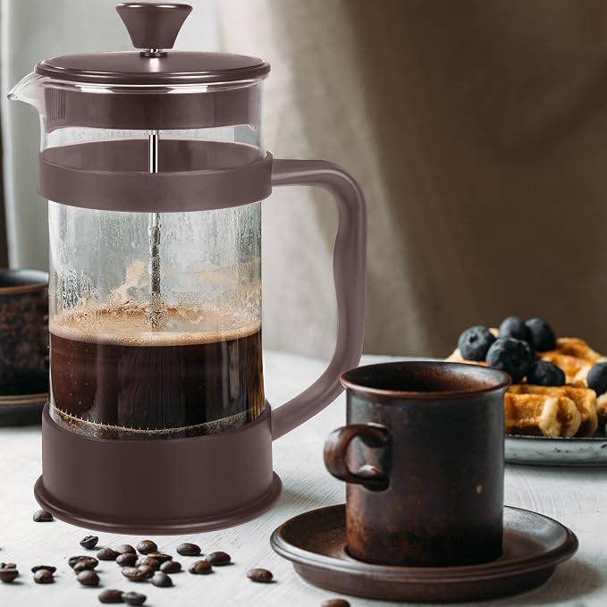 Utopia Kitchen 12 Ounce 0.35 Liter French Press Coffee Maker, Tea Maker, Travel Coffee Presses, Heat Resistant Thickened Borosilicate Coffee Pot for Camping Travel Gifts, Deep Taupe Pack of 1